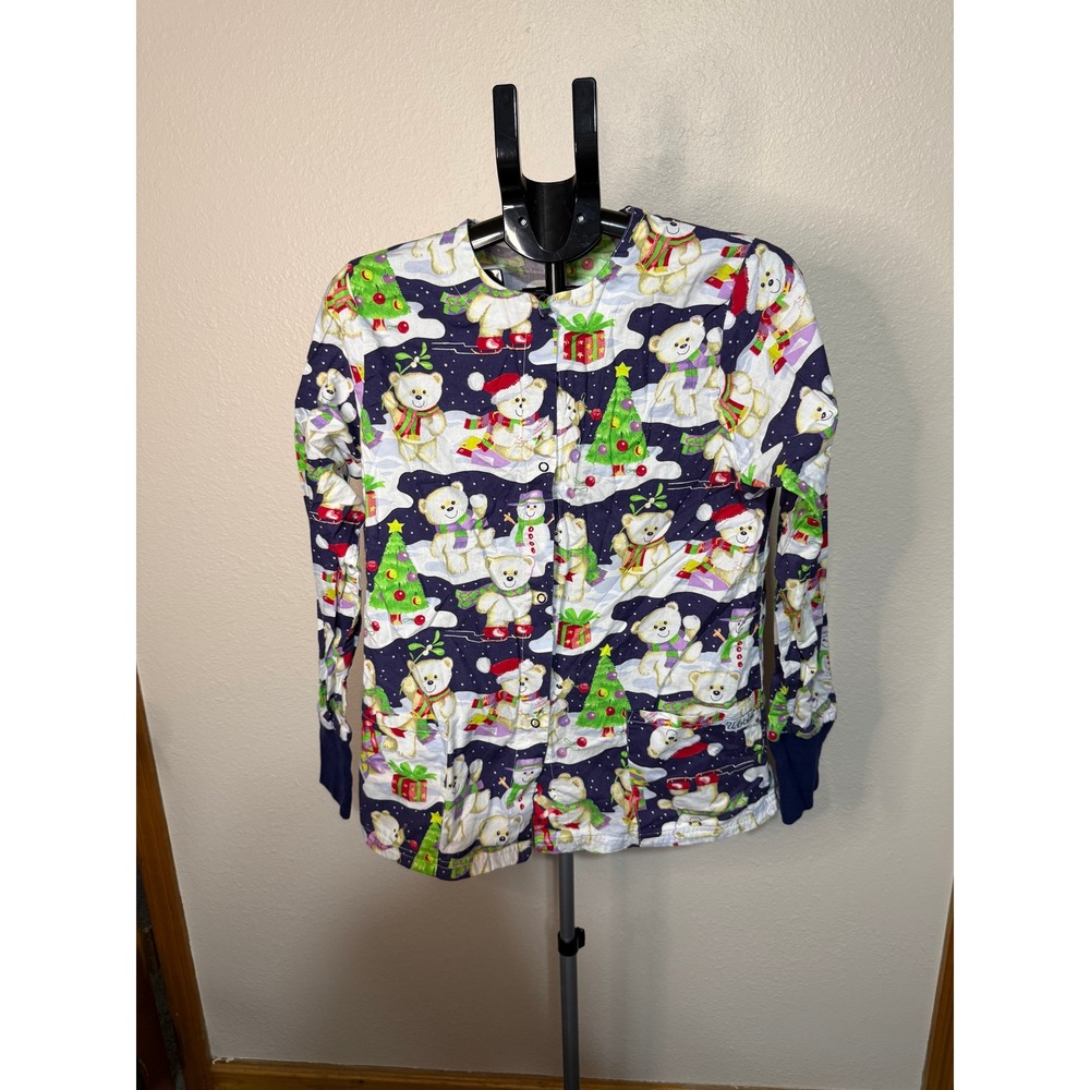 Lot of 3 Scrub Tops UA Scrubs Christmas Teddy Bear Landau Dog Breed Small Mens